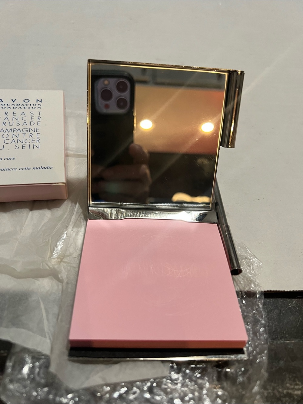 Vintage Avon Breast Cancer Pink Ribbon Compact Notebook and Pen